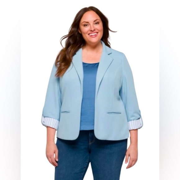 41 HAWTHORN Natalie Knit Blazer Light Blue Size 1X NWOT - Picture 1 of 6